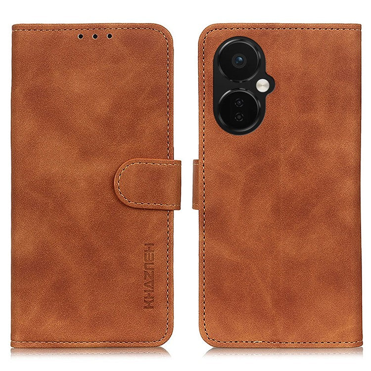 KHAZNEH For OnePlus Nord CE 3 Lite 5G / Nord N30 5G Phone Wallet Case Retro Texture PU Leather Stand Cell Phone Cover - Brown
