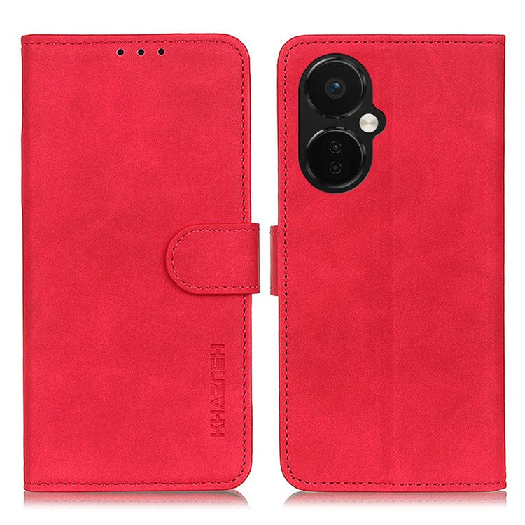 KHAZNEH For OnePlus Nord CE 3 Lite 5G / Nord N30 5G Phone Wallet Case Retro Texture PU Leather Stand Cell Phone Cover - Red