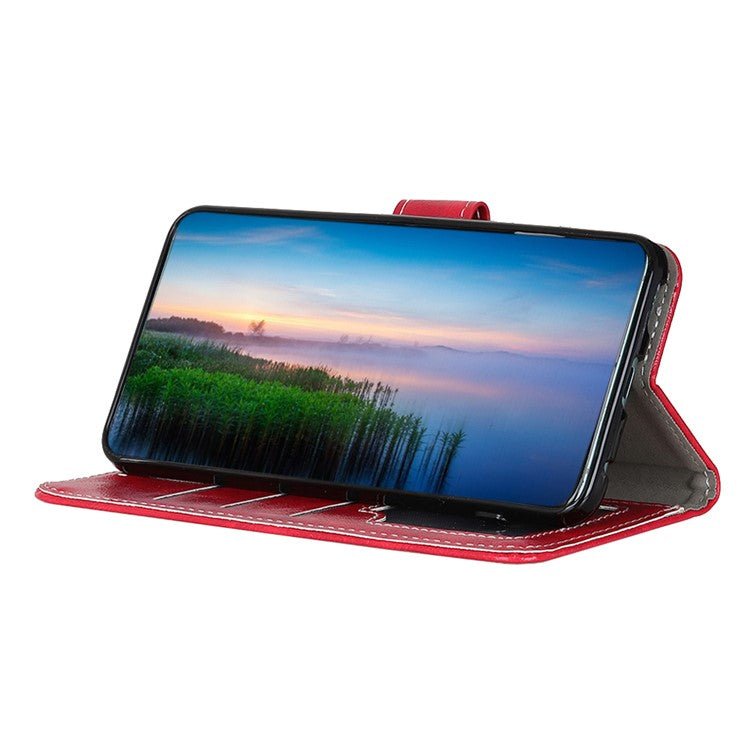 For OnePlus Nord CE 3 Lite 5G / Nord N30 5G Phone Stand Cover PU Leather Retro Crazy Horse Texture Wallet Phone Case - Red