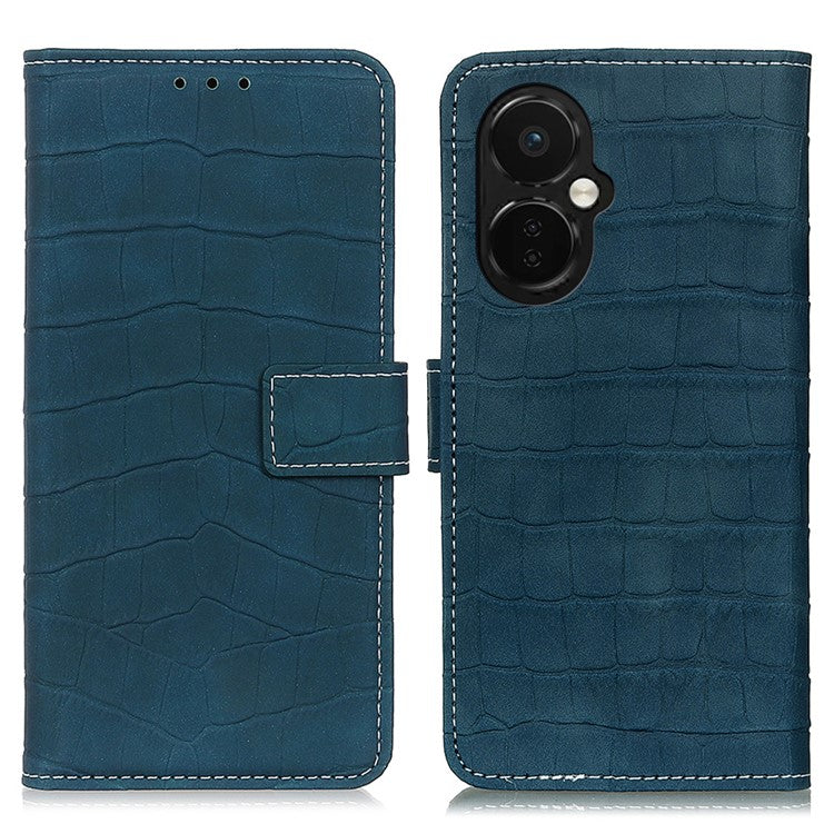 For OnePlus Nord CE 3 Lite 5G / Nord N30 5G Full Protection Phone Case Flip Leather Wallet Cover Stand Crocodile Texture Shell - Blackish Green