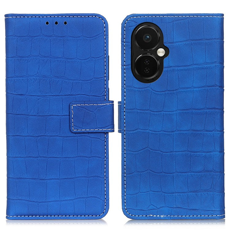 For OnePlus Nord CE 3 Lite 5G / Nord N30 5G Full Protection Phone Case Flip Leather Wallet Cover Stand Crocodile Texture Shell - Blue