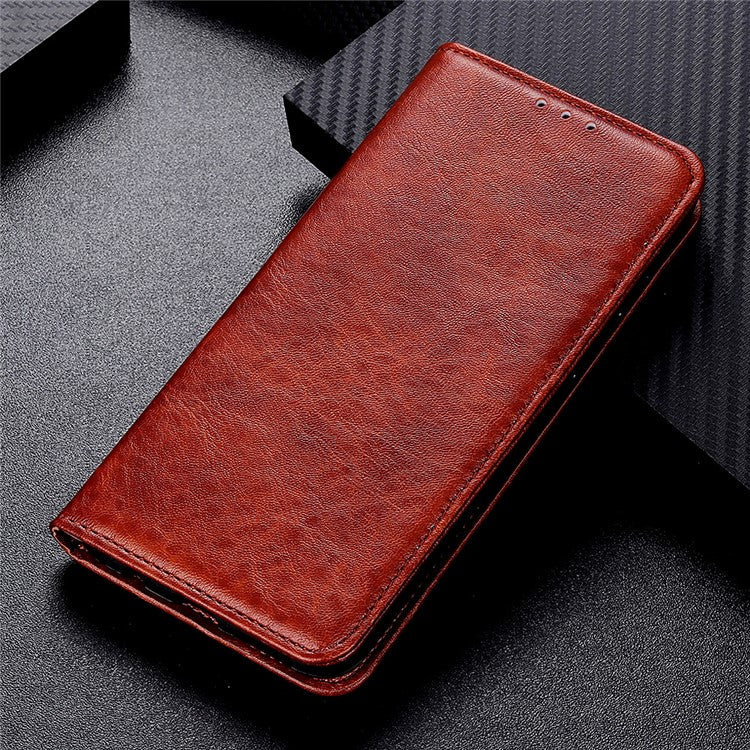 For OnePlus 11 5G Cell Phone Case Stand Crazy Horse Texture PU Leather Wallet Shockproof Phone Cover - Brown
