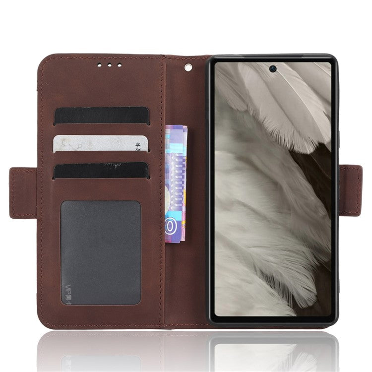 For Google Pixel 7a Wallet Protective Phone Case Multiple Card Slots PU Leather Phone Stand Cover - Brown
