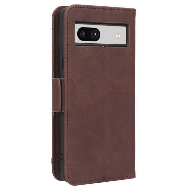 For Google Pixel 7a Wallet Protective Phone Case Multiple Card Slots PU Leather Phone Stand Cover - Brown