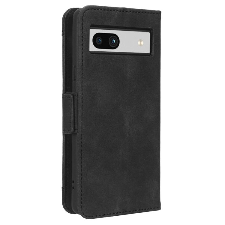 For Google Pixel 7a Wallet Protective Phone Case Multiple Card Slots PU Leather Phone Stand Cover - Black