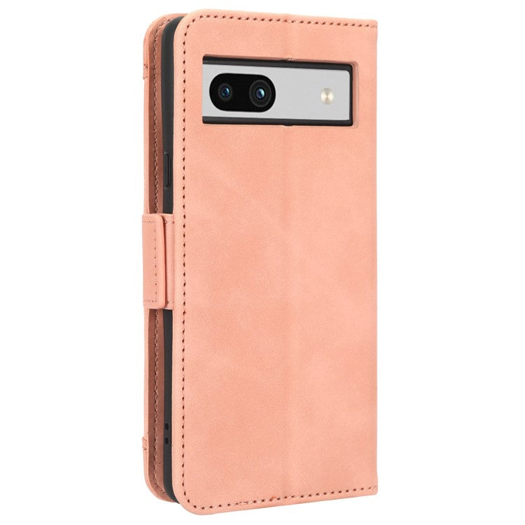 For Google Pixel 7a Wallet Protective Phone Case Multiple Card Slots PU Leather Phone Stand Cover - Pink