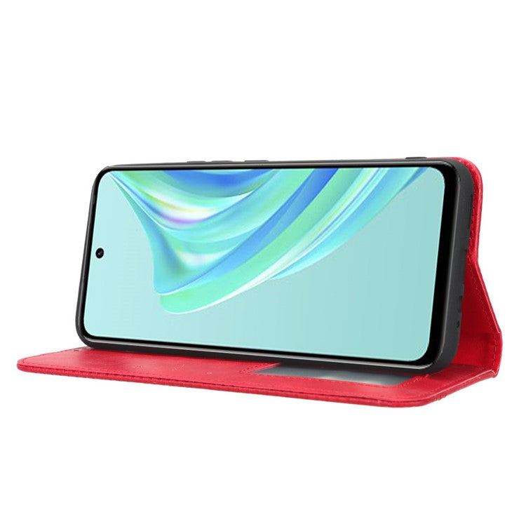 For Infinix Hot 20 Play 4G TPU+PU Leather Stand Wallet Phone Cover Retro Texture Anti-Scratch Phone Case - Red