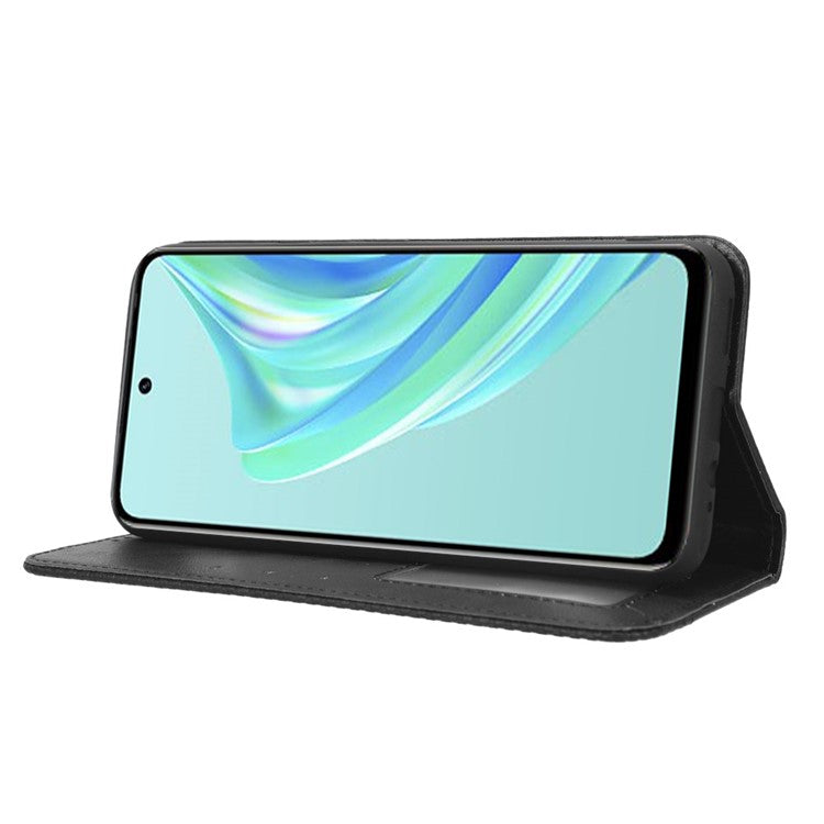 For Infinix Hot 20 Play 4G TPU+PU Leather Stand Wallet Phone Cover Retro Texture Anti-Scratch Phone Case - Black