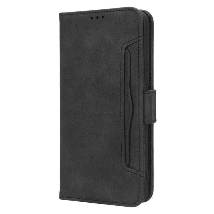 For Infinix Hot 20 Play 4G PU Leather Phone Cover Multiple Card Slots Stand Wallet Protective Phone Case - Black