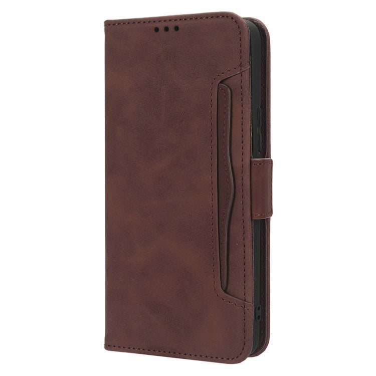 For Infinix Hot 20 Play 4G PU Leather Phone Cover Multiple Card Slots Stand Wallet Protective Phone Case - Brown