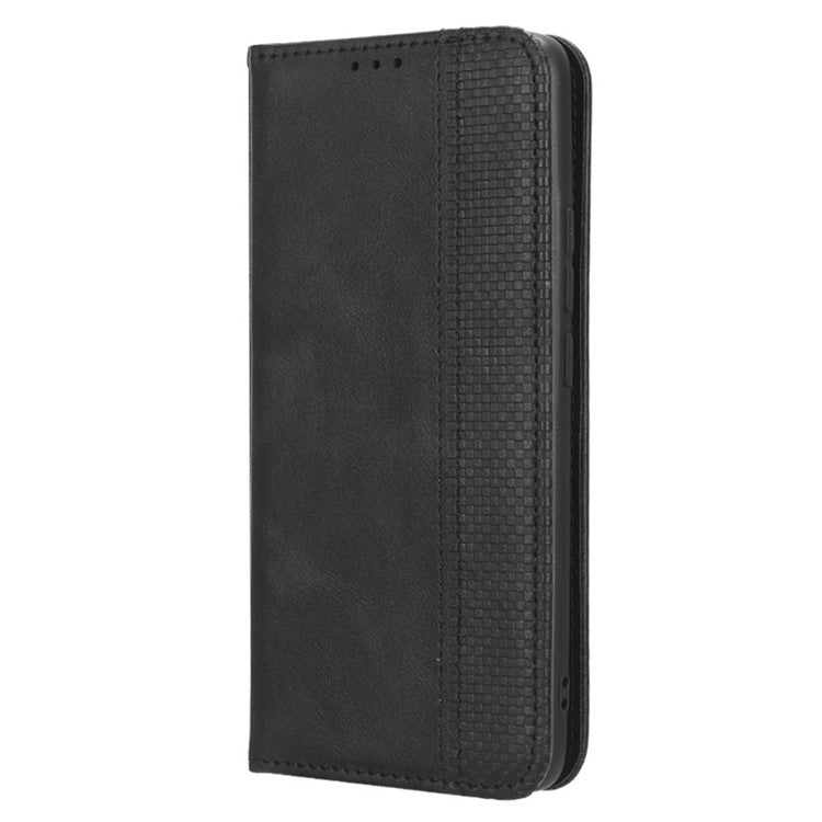 For vivo X90 Pro 5G PU Leather Phone Stand Case Retro Texture Anti-scratch Wallet Phone Cover - Black