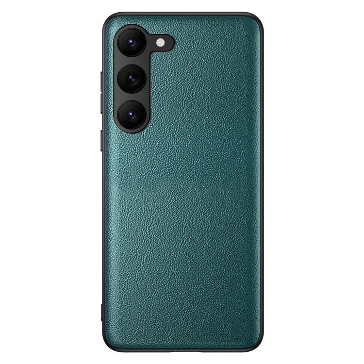 For Samsung Galaxy S23 Anti-Fingerprint Phone Case Slim-Fit PU Leather+TPU+PC Hybrid Anti-slip Phone Cover - Green