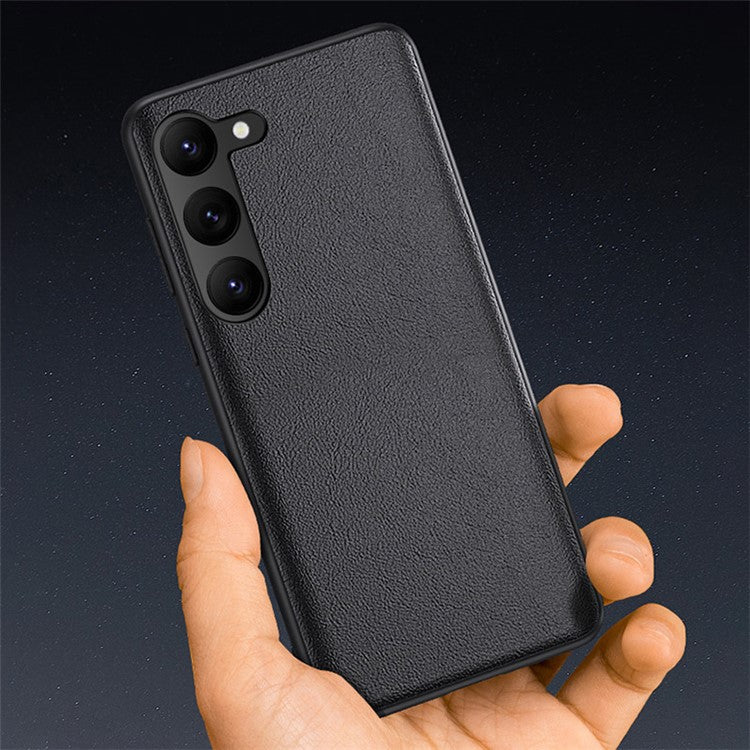 For Samsung Galaxy S23 Anti-Fingerprint Phone Case Slim-Fit PU Leather+TPU+PC Hybrid Anti-slip Phone Cover - Green
