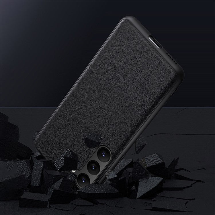 For Samsung Galaxy S23 Anti-Fingerprint Phone Case Slim-Fit PU Leather+TPU+PC Hybrid Anti-slip Phone Cover - Green