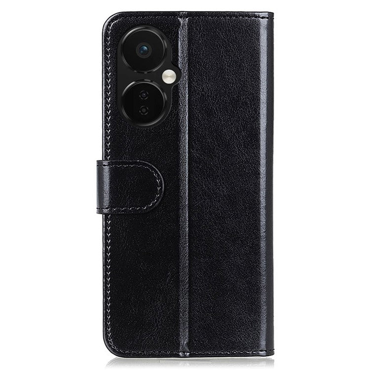 For OnePlus Nord CE 3 Lite 5G / Nord N30 5G PU Leather Phone Case Crazy Horse Texture Stand Wallet Phone Cover - Black