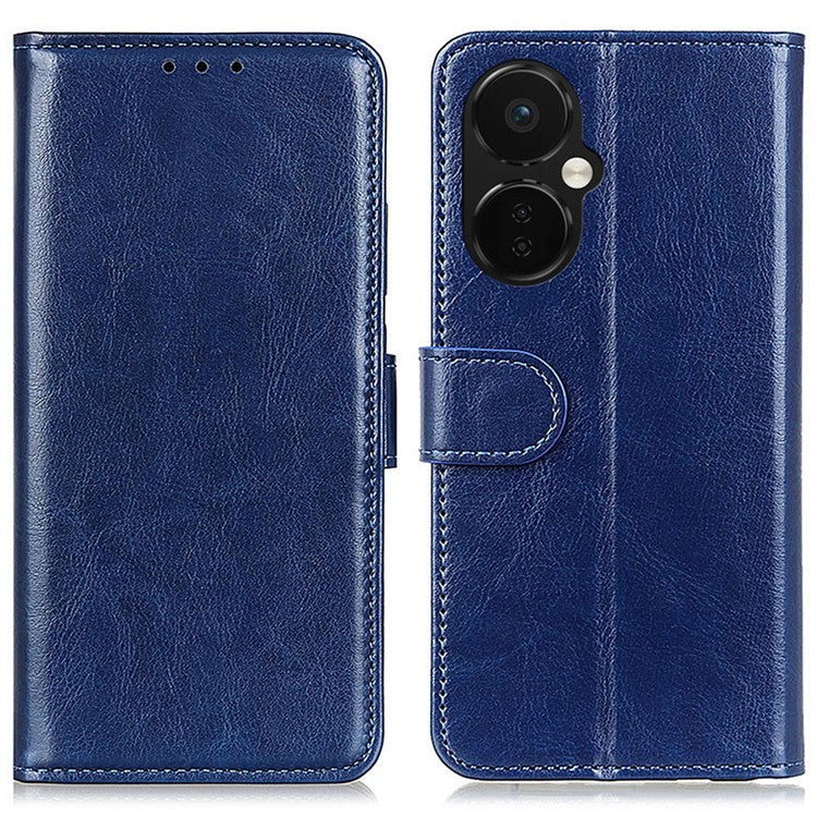 For OnePlus Nord CE 3 Lite 5G / Nord N30 5G PU Leather Phone Case Crazy Horse Texture Stand Wallet Phone Cover - Blue