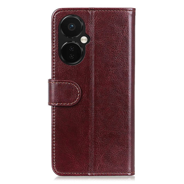 For OnePlus Nord CE 3 Lite 5G / Nord N30 5G PU Leather Phone Case Crazy Horse Texture Stand Wallet Phone Cover - Brown