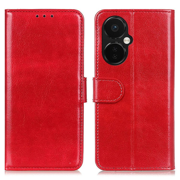 For OnePlus Nord CE 3 Lite 5G / Nord N30 5G PU Leather Phone Case Crazy Horse Texture Stand Wallet Phone Cover - Red