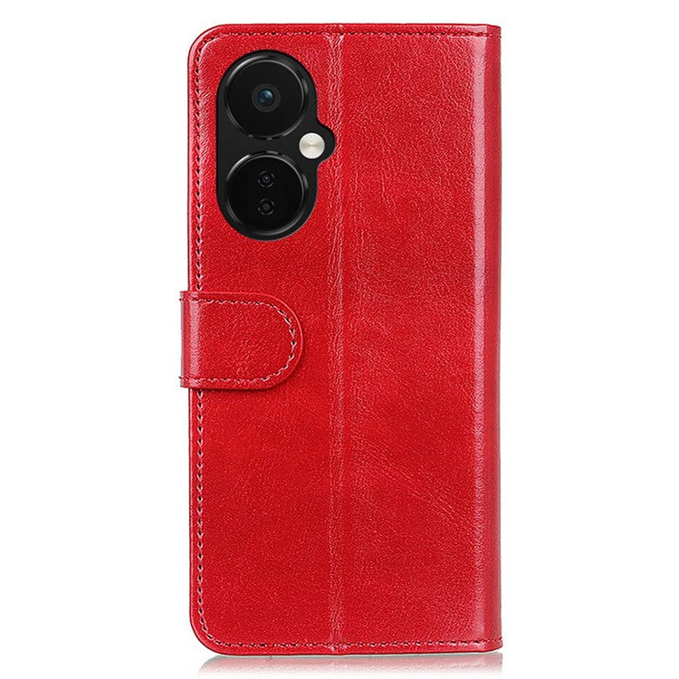 For OnePlus Nord CE 3 Lite 5G / Nord N30 5G PU Leather Phone Case Crazy Horse Texture Stand Wallet Phone Cover - Red
