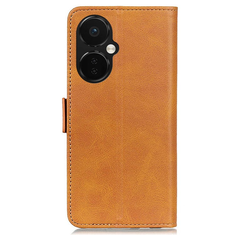For OnePlus Nord CE 3 Lite 5G / Nord N30 5G Wallet Phone Stand Case Cowhide Texture PU Leather Phone Cover - Yellow