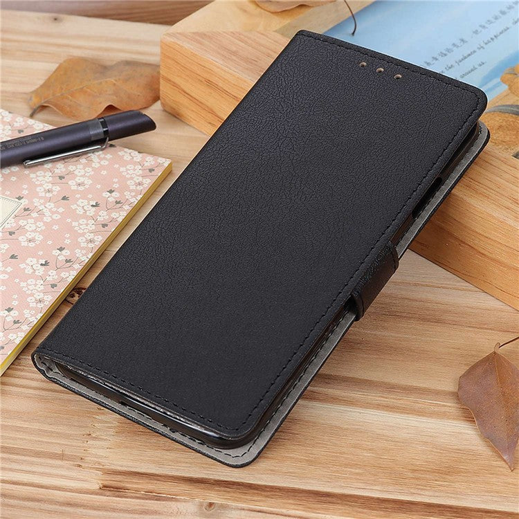 For OnePlus Nord CE 3 Lite 5G / Nord N30 5G Anti-scratch Wallet Cover Fine Textured Leather Cell Phone Stand Case - Black