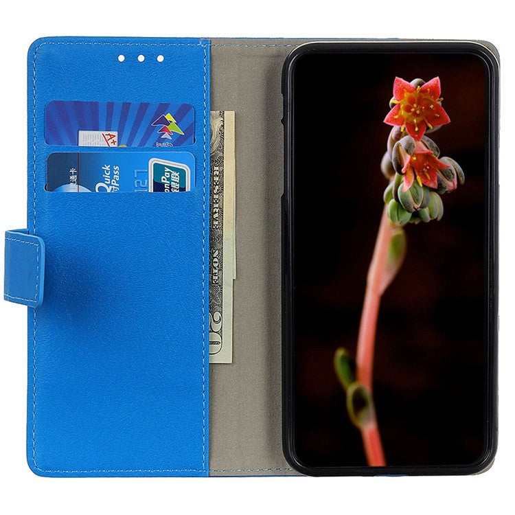 For OnePlus Nord CE 3 Lite 5G / Nord N30 5G Anti-scratch Wallet Cover Fine Textured Leather Cell Phone Stand Case - Blue