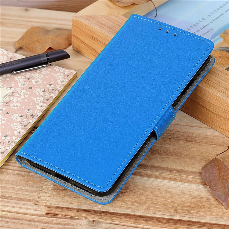 For OnePlus Nord CE 3 Lite 5G / Nord N30 5G Anti-scratch Wallet Cover Fine Textured Leather Cell Phone Stand Case - Blue