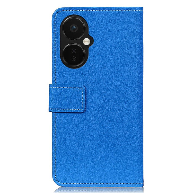 For OnePlus Nord CE 3 Lite 5G / Nord N30 5G Anti-scratch Wallet Cover Fine Textured Leather Cell Phone Stand Case - Blue