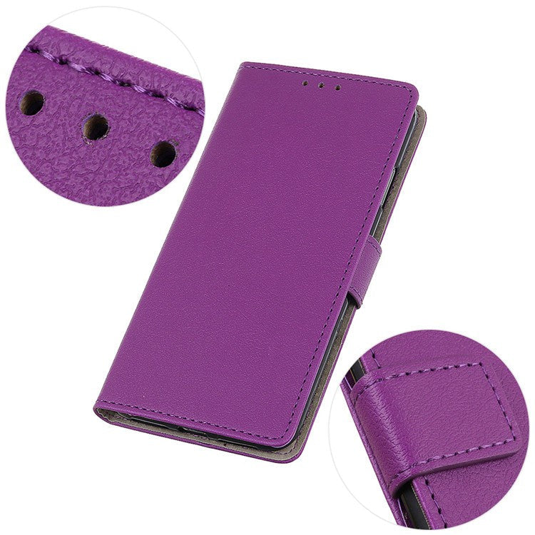 For OnePlus Nord CE 3 Lite 5G / Nord N30 5G Anti-scratch Wallet Cover Fine Textured Leather Cell Phone Stand Case - Purple