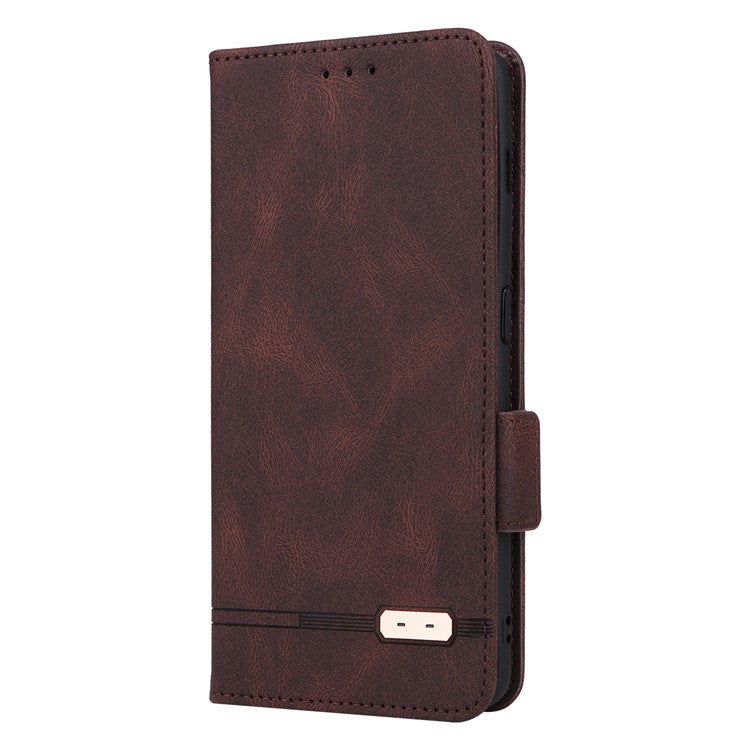 For OnePlus 11 5G Flip Cell Phone Cover Hardware Decor PU Leather Wallet Phone Case with Phone Stand Function - Coffee