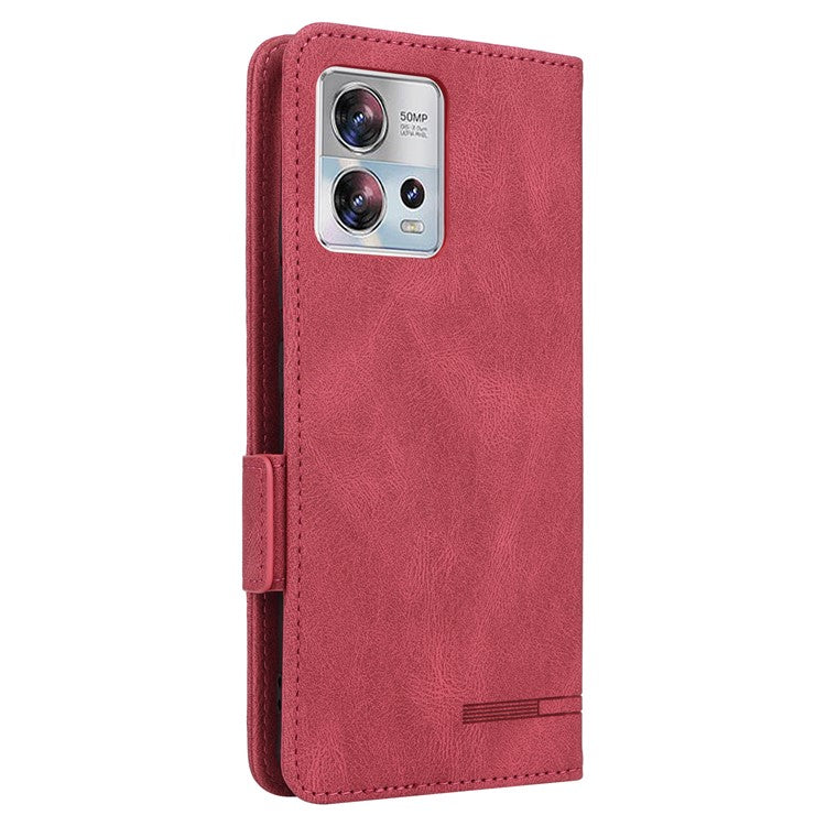 PU Leather Wallet Case for Motorola Edge 30 Fusion 5G / Moto S30 Pro 5G , Hardware Decor Stand Folio Phone Cover - Rose