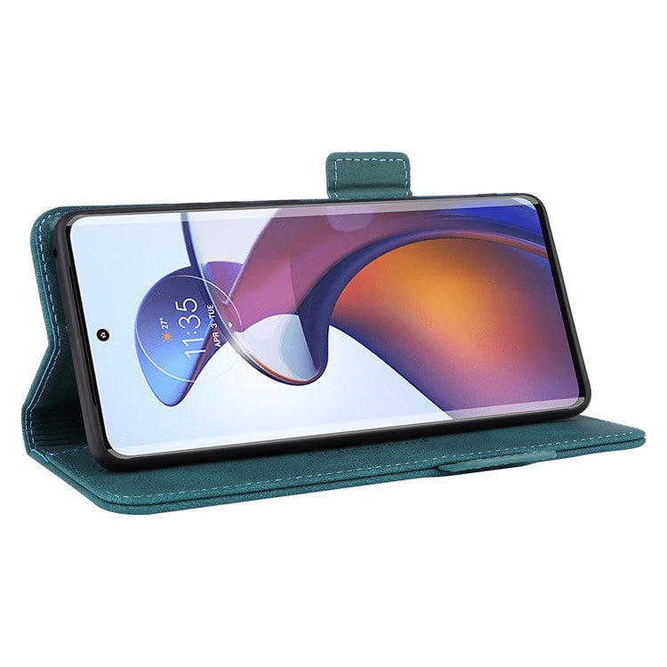 PU Leather Wallet Case for Motorola Edge 30 Fusion 5G / Moto S30 Pro 5G , Hardware Decor Stand Folio Phone Cover - Blue