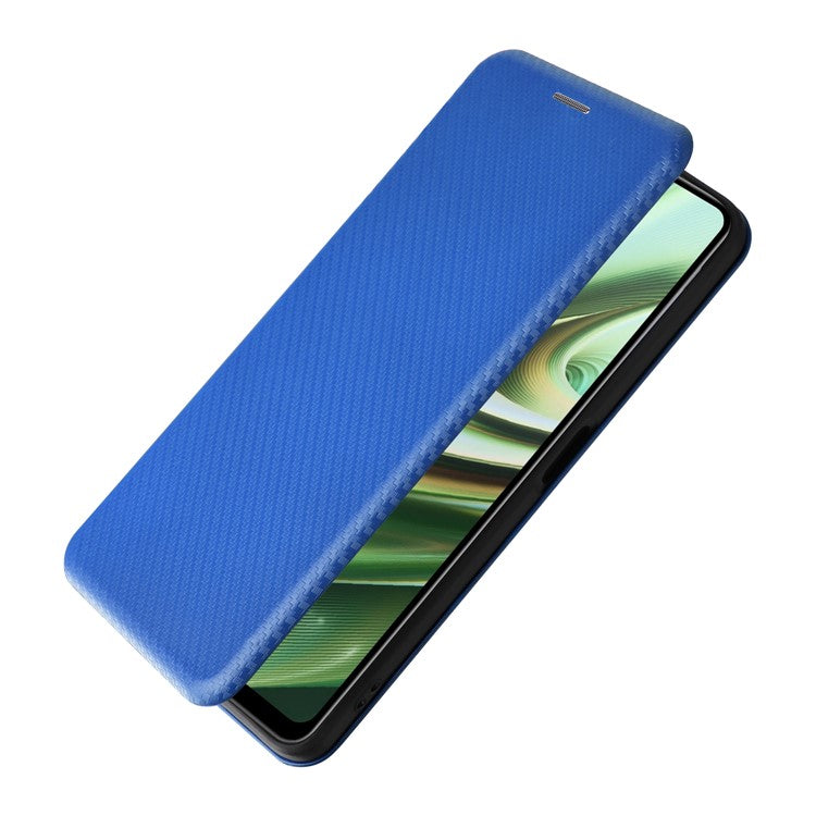 PU Leather Stand Case for OnePlus Nord CE 3 Lite 5G / Nord N30 5G , Magnetic Absorption Design Carbon Fiber Texture Phone Cover with Card Holder- Blue