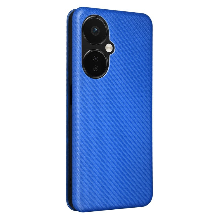 PU Leather Stand Case for OnePlus Nord CE 3 Lite 5G / Nord N30 5G , Magnetic Absorption Design Carbon Fiber Texture Phone Cover with Card Holder- Blue