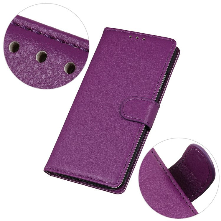 For Honor X9a 5G / X40 5G / Magic5 Lite 5G Wallet Function Cell Phone Cover Stand Classic Litchi Texture Leather Flip Phone Case - Purple
