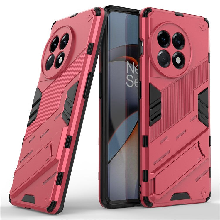 Anti-fall Phone Case for OnePlus Ace 2 5G / 11R 5G , Soft TPU Hard PC Mobile Phone Cover Kickstand - Rose