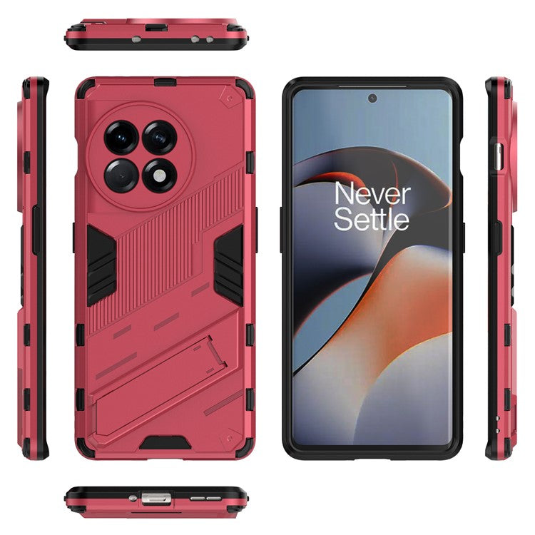 Anti-fall Phone Case for OnePlus Ace 2 5G / 11R 5G , Soft TPU Hard PC Mobile Phone Cover Kickstand - Rose