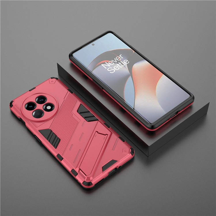 Anti-fall Phone Case for OnePlus Ace 2 5G / 11R 5G , Soft TPU Hard PC Mobile Phone Cover Kickstand - Rose