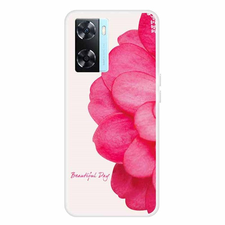 Phone TPU Case for Oppo A57s 4G / A77 4G / A57 4G Pattern Printing Anti-scratch Mobile Phone Cover - Pink Flower