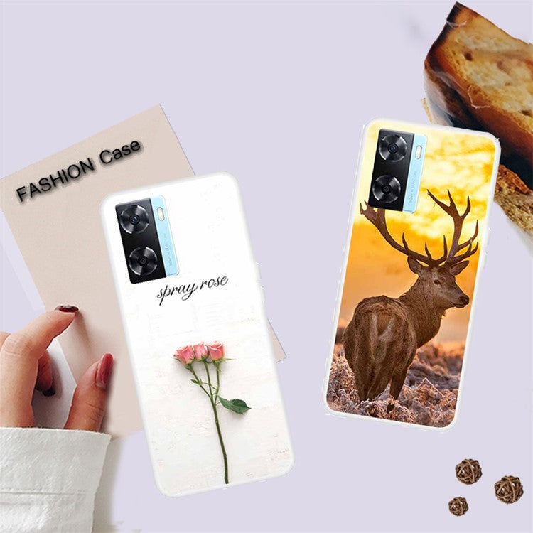 Phone TPU Case for Oppo A57s 4G / A77 4G / A57 4G Pattern Printing Anti-scratch Mobile Phone Cover - Butterfly Flower
