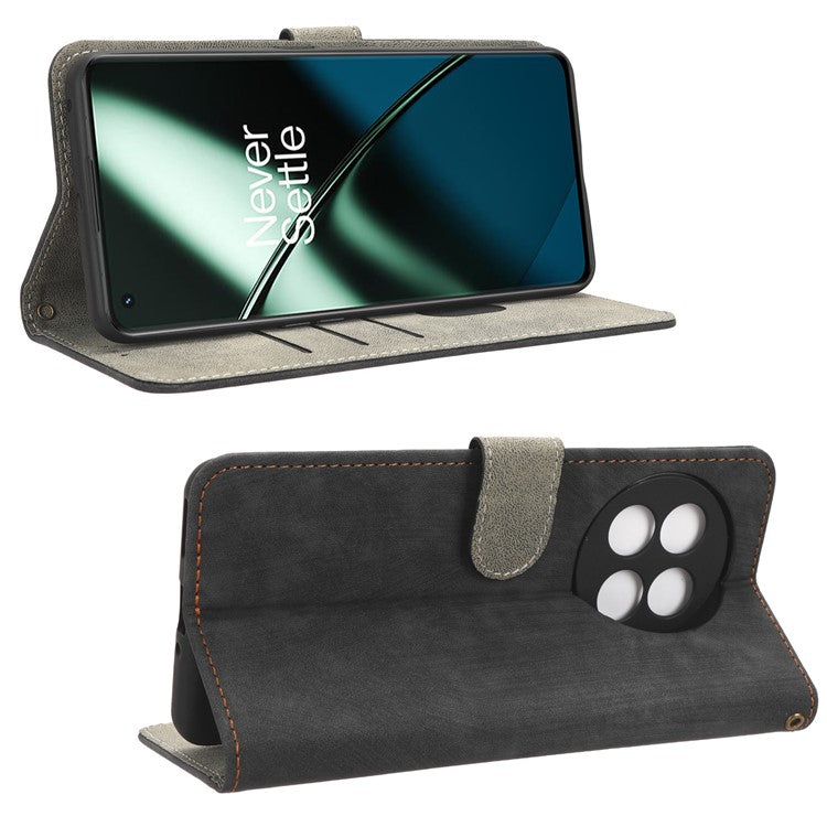 PU Leather Phone Case For OnePlus 11 5G Wallet Stand Protective Flip Phone Cover with RFID Blocking Protection - Black