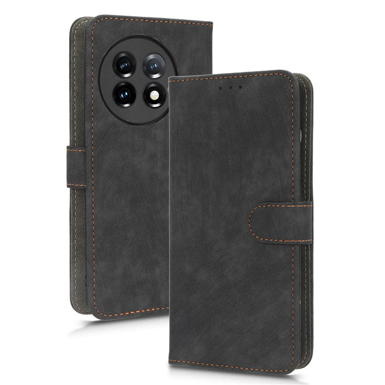 PU Leather Phone Case For OnePlus 11 5G Wallet Stand Protective Flip Phone Cover with RFID Blocking Protection - Black