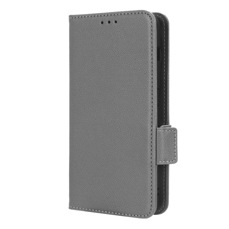 Anti-drop Phone Cover For OnePlus 11 5G Wallet Stand Litchi Texture PU Leather Protective Phone Case - Grey