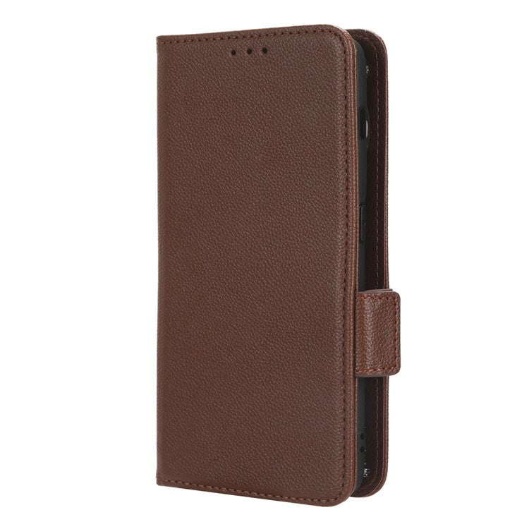Anti-drop Phone Cover For OnePlus 11 5G Wallet Stand Litchi Texture PU Leather Protective Phone Case - Brown