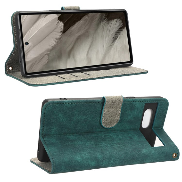 For Google Pixel 7a PU Leather Flip Folio Case Wallet RFID Blocking Protection Stand Phone Cover - Green