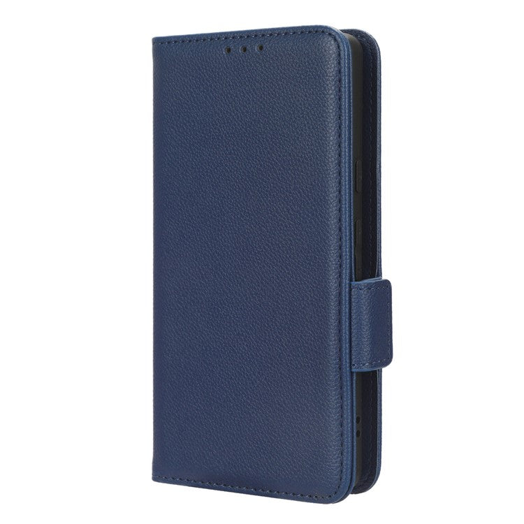 Cell Phone Cover For Google Pixel 7a , Wallet Stand Litchi Texture PU Leather Anti-fall Flip Phone Case - Dark Blue