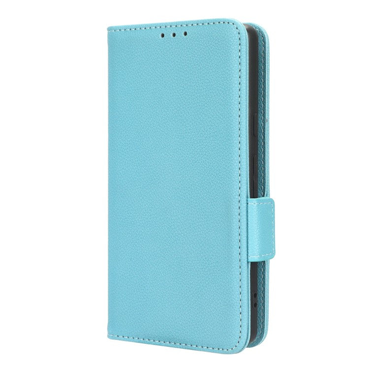 Cell Phone Cover For Google Pixel 7a , Wallet Stand Litchi Texture PU Leather Anti-fall Flip Phone Case - Baby Blue