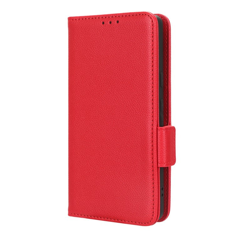 Cell Phone Cover For Google Pixel 7a , Wallet Stand Litchi Texture PU Leather Anti-fall Flip Phone Case - Red