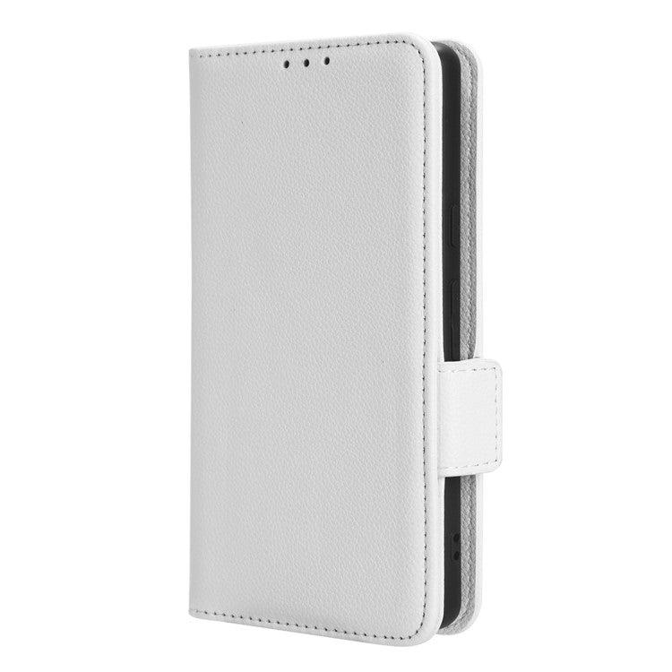 Cell Phone Cover For Google Pixel 7a , Wallet Stand Litchi Texture PU Leather Anti-fall Flip Phone Case - White