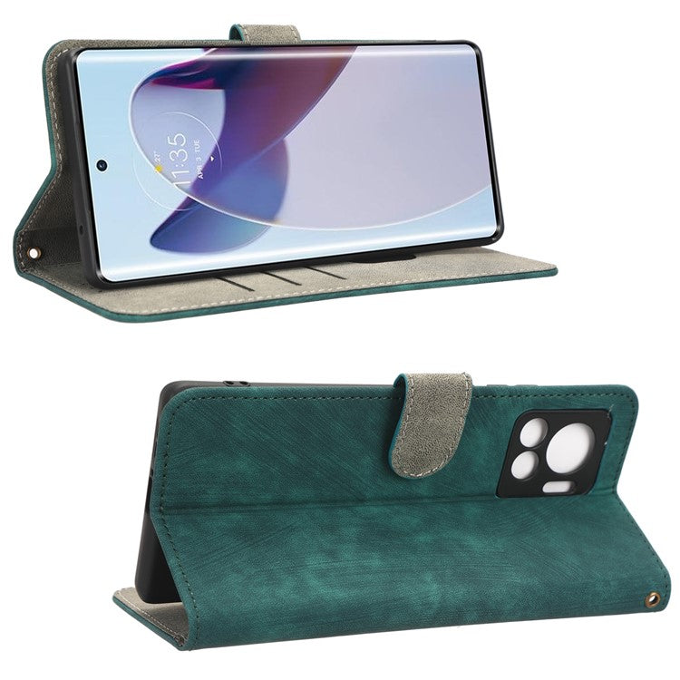 For Motorola Edge 30 Ultra 5G / Edge X30 Pro RFID Blocking Phone Case Stand PU Leather Phone Wallet Cover - Green